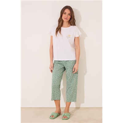 Pijama Capri 100% algodón marfil