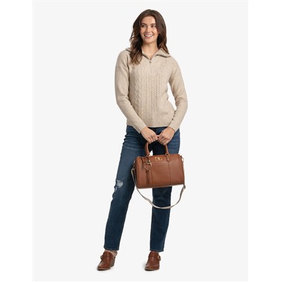 SOLID SWIFTY SATCHEL BAG WITH CROSSBODY STRAP