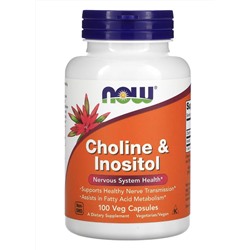 NOW Foods Choline & Inositol, 100 Veg Capsules