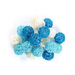 Тайская гирлянда из ротанговых шариков голубая / Lightening balls rattan blue 20 шариков