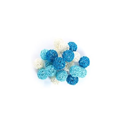 Тайская гирлянда из ротанговых шариков голубая / Lightening balls rattan blue 20 шариков