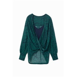 Doble blusa cruzada delantera