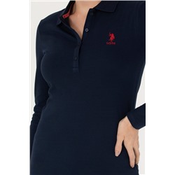 Kadın Lacivert Basic Polo Yaka Sweatshirt