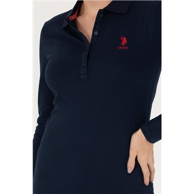Kadın Lacivert Basic Polo Yaka Sweatshirt