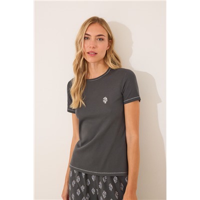 Pijama largo algodón gris paisley