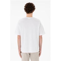 Erkek Oversize Fit Bisiklet Yaka Beyaz Tişört