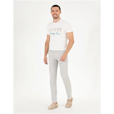 Gri Keten Karışımlı Jogger Kumaş Pantolon