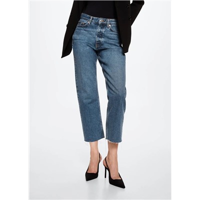 Jeans rectos tiro alto crop -  Mujer | MANGO OUTLET Melilla