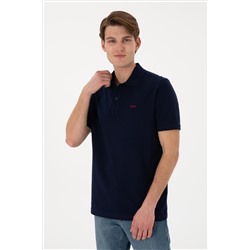 Erkek Regular Fit Polo Yaka Lacivert Basic Tişört