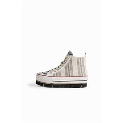 Sneakers altas plataforma rayas