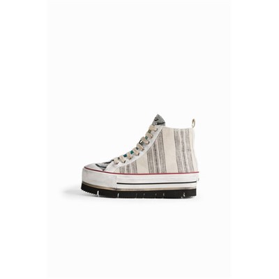 Sneakers altas plataforma rayas