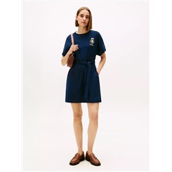 Gold Crest Logo Belted T-Shirt Dress