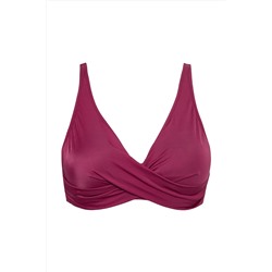 Mor Derin V Büzgülü Büyük Beden Bikini Üstü TBBSS23CT00011
