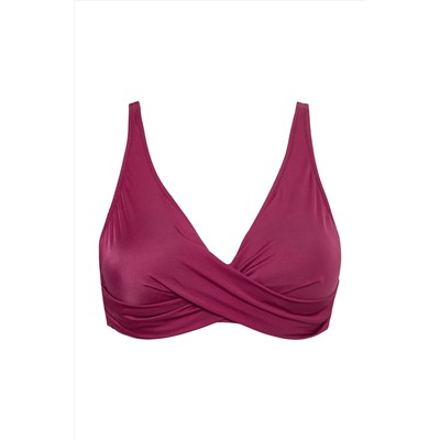 Mor Derin V Büzgülü Büyük Beden Bikini Üstü TBBSS23CT00011