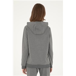 Kadın Antrasit Melanj Kapüşonlu Sweatshirt