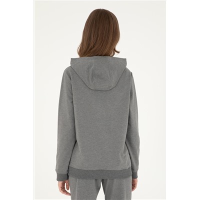 Kadın Antrasit Melanj Kapüşonlu Sweatshirt