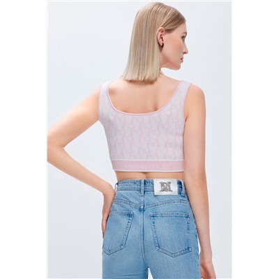 Crop top Rosa y blanco