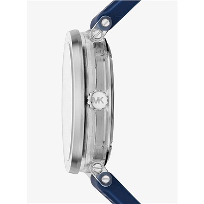 Oversized Greer Silver-Tone and Perforated Silicone Watch