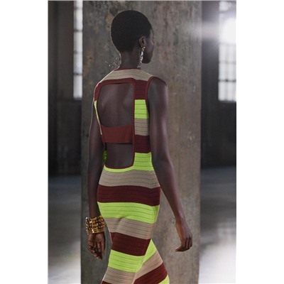 STRIPED KNIT MAXI DRESS