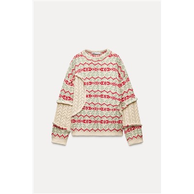CABLE-KNIT JACQUARD SWEATER
