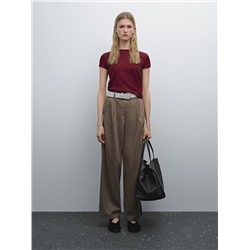 Contrast rib T-shirt 100% cotton