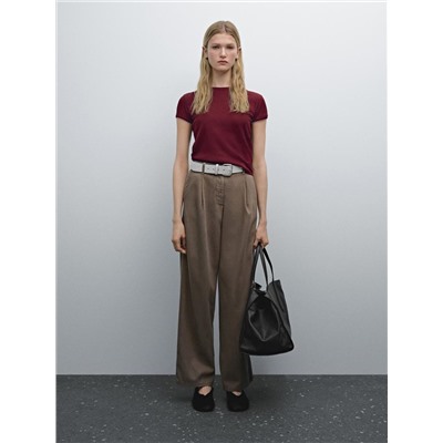 Contrast rib T-shirt 100% cotton