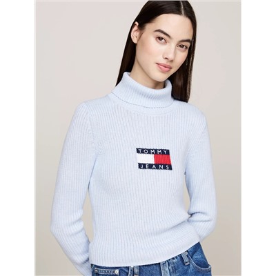 Cropped Slim Fit Turtleneck Sweater