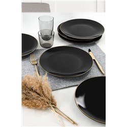 Keramika Keramik Siyah Gold Çizgi Servis Tabağı 26 Cm 6 Adet ST040106F650A841600MAS3T00