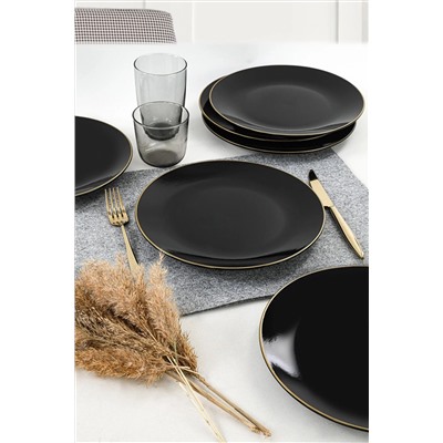 Keramika Keramik Siyah Gold Çizgi Servis Tabağı 26 Cm 6 Adet ST040106F650A841600MAS3T00