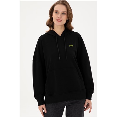 Kadın Siyah Kapüşonlu Basic Sweatshirt