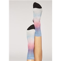 Kurze Glitzersocken mit Farbverlaufs-Print