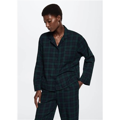 Camisa pijama cuadros franela -  Mujer | MANGO OUTLET Melilla