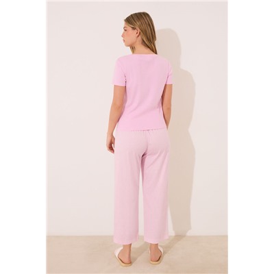 Pijama Capri algodón rosa rayas