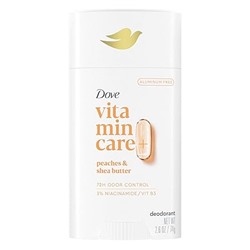 Dove VitaminCare+ Aluminum Free Deodorant Stick for 72H Odor Protection Peaches & Shea Butter Breathable Deodorant for Women 2.6 oz