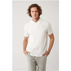 Avva, Erkek Beyaz Fermuarlı Jakarlı Polo Yaka T-shirt A41y1118