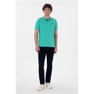 Erkek Regular Fit Polo Yaka Mint Basic Tişört