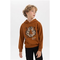Defacto Erkek Çocuk Regular Fit Kapüşonlu Kalın Sweatshirt B2077A823WN