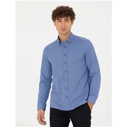 Lacivert Slim Fit Uzun Kollu Gömlek