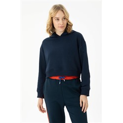 Kadın Lacivert Kapüşonlu Sweatshirt
