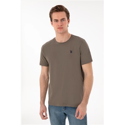 Erkek Regular Fit Bisiklet Yaka Vizon Basic Tişört