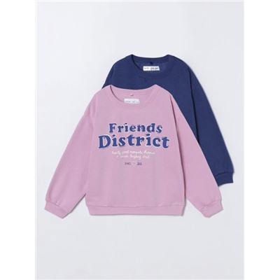 2-PACK OF CONTRAST PLAIN AND PRINTED SWEATSHIRTS