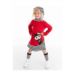 Denokids Uğurböceği Kapişonlu Kırmızı Kız Çocuk Elbise CFF-20S1-037