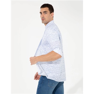 Mavi Slim Fit Uzun Kollu Gömlek