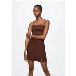 Vestido lino tirantes -  Mujer | MANGO OUTLET España