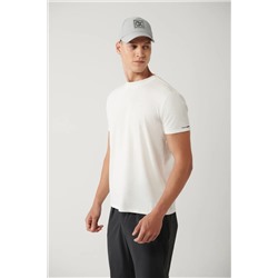 Avva, Erkek Beyaz Bisiklet Yaka Baskılı Soft Touch T-shirt A41y1032