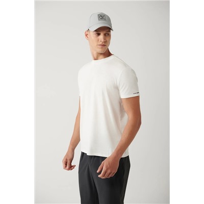 Avva, Erkek Beyaz Bisiklet Yaka Baskılı Soft Touch T-shirt A41y1032