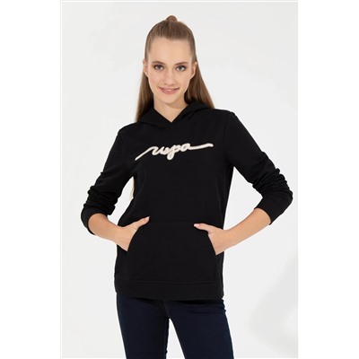 Kadın Siyah Kapüşonlu Sweatshirt
