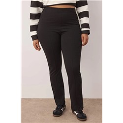Siyah Skinny Yüksek Bel Paçası Fermuarlı Örme Büyük Beden Pantolon TBBSS23AR00011