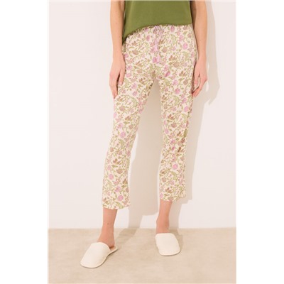 Pantalón largo 100% algodón flores