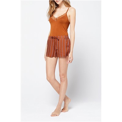 Short de rayas Honey Camel y rosa viejo